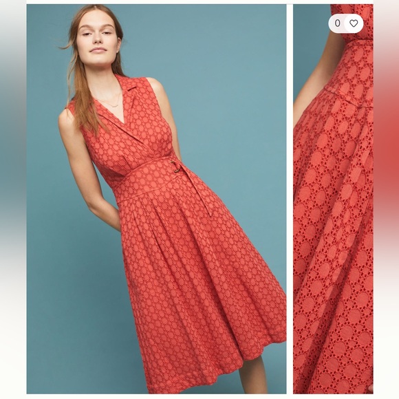 Anthropologie Elm Collared Cotton Eyelet Dress - Picture 1 of 10